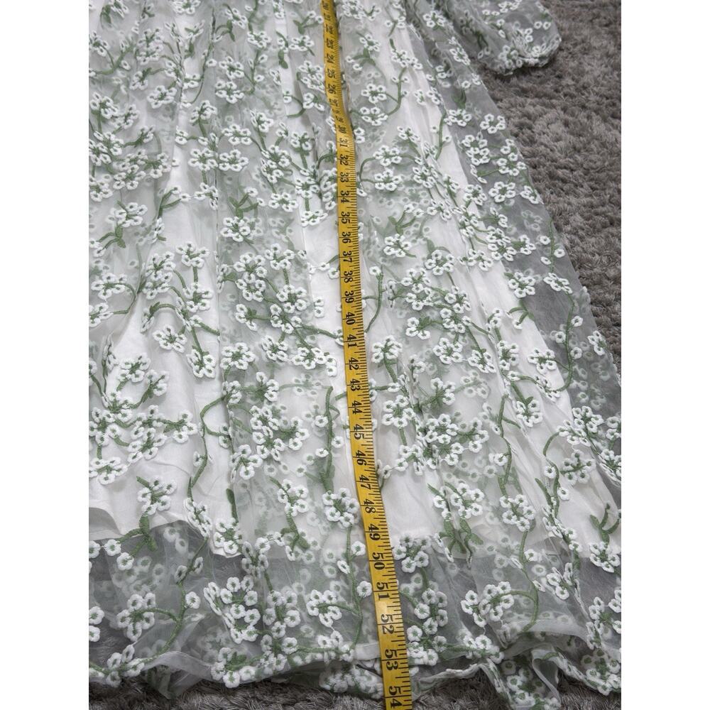 Ever After Floral Embroidered Maxi Dress Cottagecore Wedding Guest Long Sleeve S - Picture 10 of 16